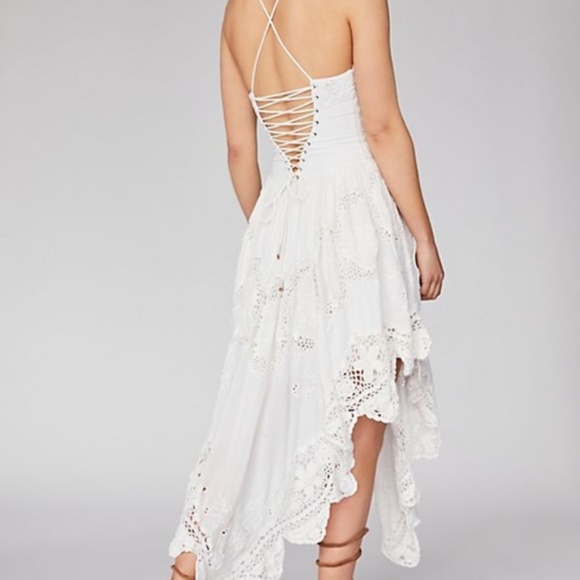 Free People Dresses & Skirts - Free People White Embroidered Lace up sun dress